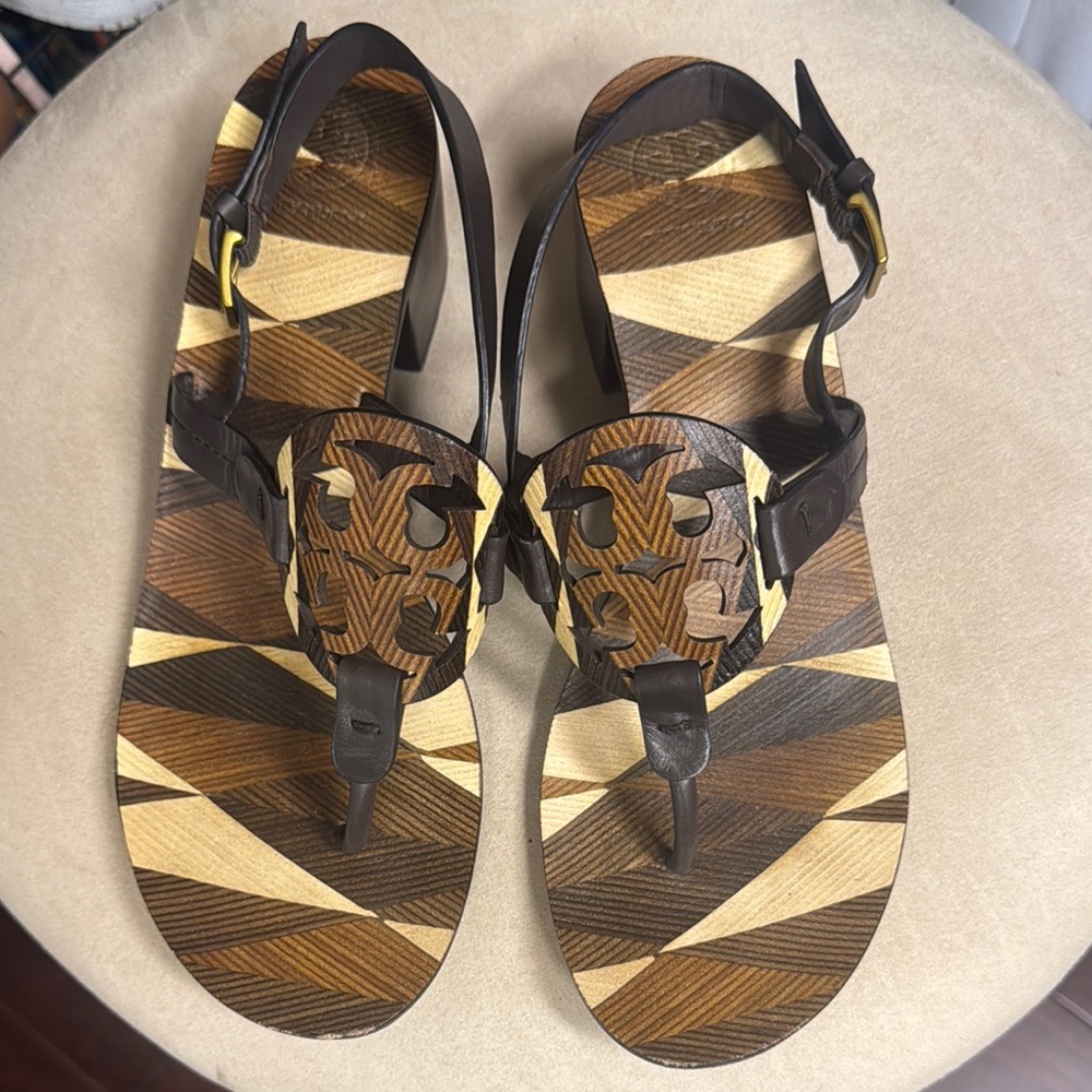 Tory Burch Brown and Tan Sandals